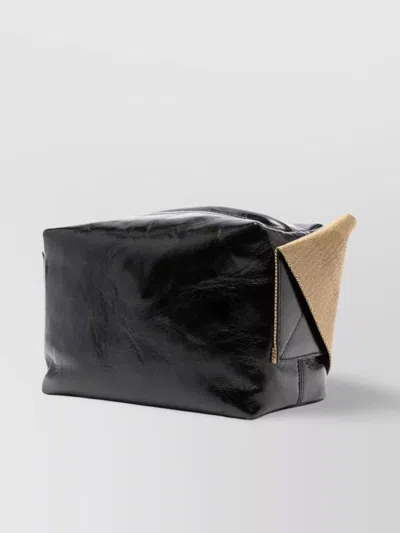 Uma Wang Structured Cross-body Leather Bag In Black