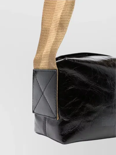 Uma Wang Structured Cross-body Leather Bag In Black