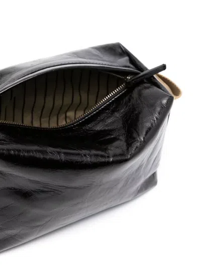 Uma Wang Structured Cross-body Leather Bag In Black