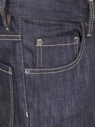 Dsquared2 Belted Contrast Stitched Five-pocket Trousers In Blue