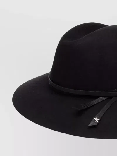 Golden Goose Wool Fedora Hat With Leather Strap Accessories In Black