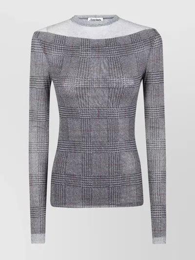 Jean Paul Gaultier Women Body Shadow And Prince Of Wales Print Mesh Top In Gray
