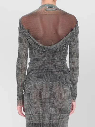 Jean Paul Gaultier Women Body Shadow And Prince Of Wales Print Mesh Top In Gray
