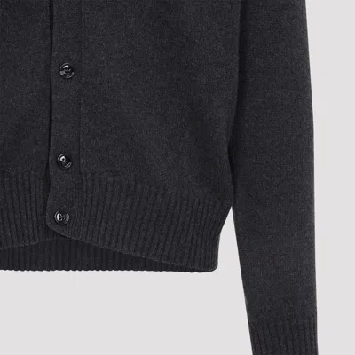 Ami Alexandre Mattiussi Ami Cashmere Blend Cardigan With Deep V-neck In Gray