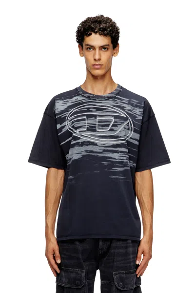 Diesel Cotton T-shirt With Oval D Print In Black