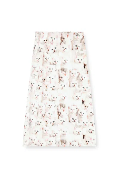 Diesel Midi Skirt In Viscose With All-over Print In White