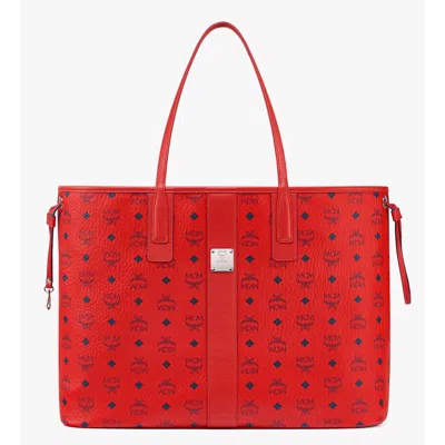 Mcm Reversible Liz Shopper In Visetos In Red