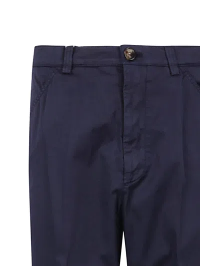 Brunello Cucinelli Trousers With Belt Loops And Side Pockets In Blue