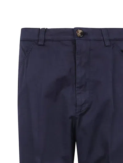Brunello Cucinelli Trousers With Belt Loops And Side Pockets In Blue
