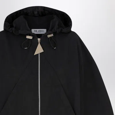 Attico Bomber Jacket With Hood And Drawstring Hem In Black