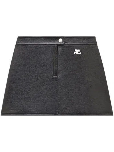 Courrèges Re-edition Vinyl Effect Mini Skirt In Black