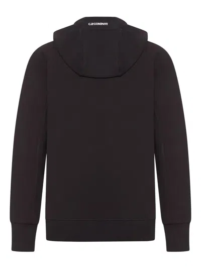 C.p. Company Diagonal Raised Fleece Zipped Sweatshirt In Black