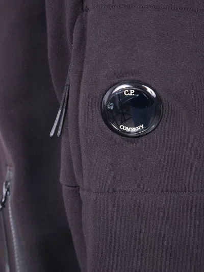 C.p. Company Diagonal Raised Fleece Zipped Sweatshirt In Black