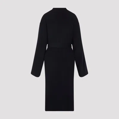 Carven Wrap-around Blue Wool-cashmere Blend Coat In Blue
