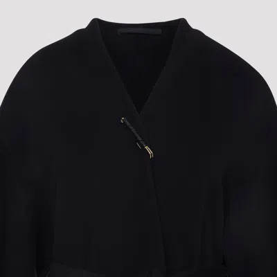 Carven Wrap-around Blue Wool-cashmere Blend Coat In Blue
