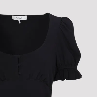 Chloé Long Dress With Button Detail And Empire Waistline In Black