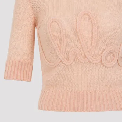 Chloé Logo Embroidery Sweater Sweaters And Cardigans Pink In Pink