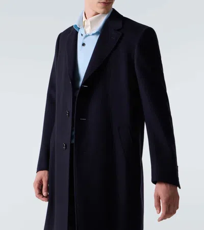Canali Wool Overcoat In Blue