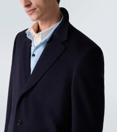 Canali Wool Overcoat In Blue