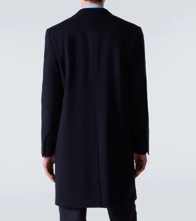 Canali Wool Overcoat In Blue