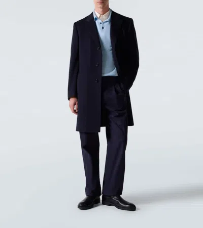 Canali Wool Overcoat In Blue