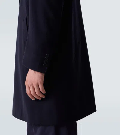 Canali Wool Overcoat In Blue