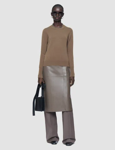 Joseph Light Pure Cashmere Round Neck Jumper In Brown