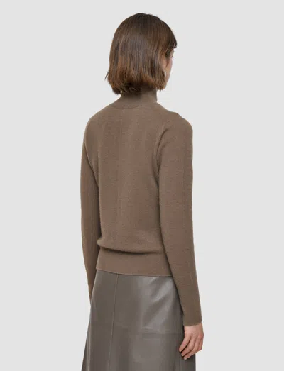 Joseph Light Pure Cashmere High Neck Jumper In Brown
