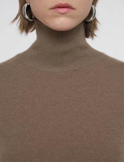 Joseph Light Pure Cashmere High Neck Jumper In Brown