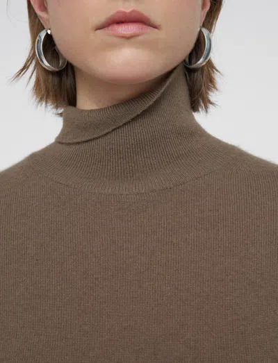 Joseph Light Pure Cashmere High Neck Jumper In Brown