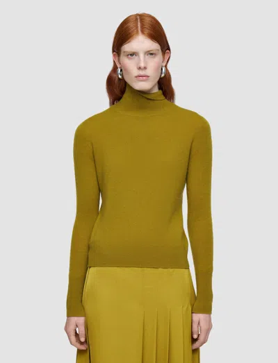 Joseph Light Pure Cashmere High Neck Jumper In Green