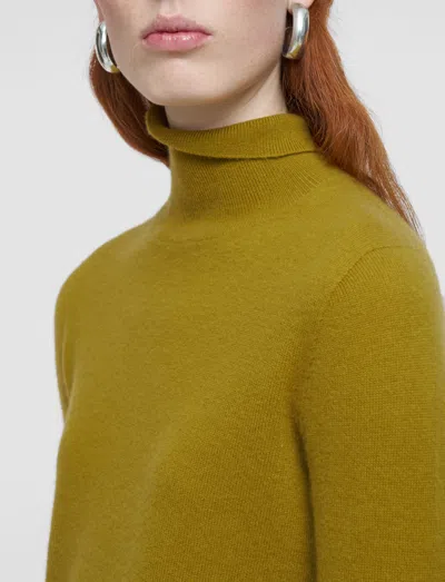 Joseph Light Pure Cashmere High Neck Jumper In Green
