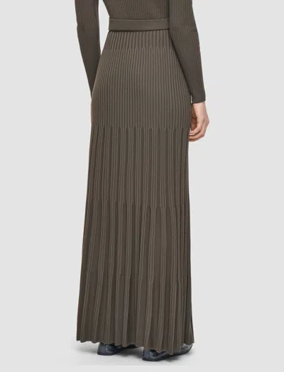 Joseph Womens Mushroom Pleated Ribbed Wool Knitted Maxi Skirt Xs In Gray
