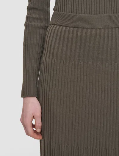 Joseph Womens Mushroom Pleated Ribbed Wool Knitted Maxi Skirt Xs In Gray