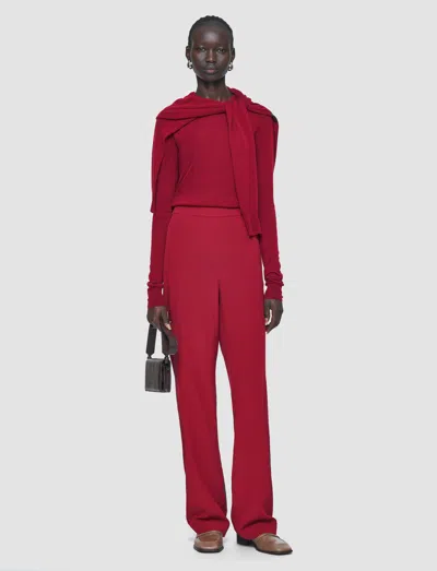 Joseph Sahel Crepe De Chine Silk Trousers In Red