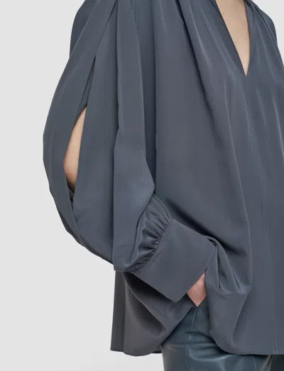 Joseph Blondel Crepe De Chine Silk Blouse In Blue