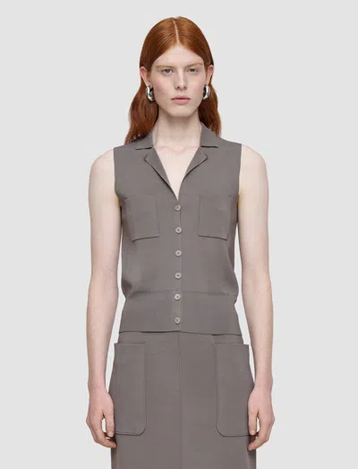 Joseph Milano Knit Stretch Vest In Gray