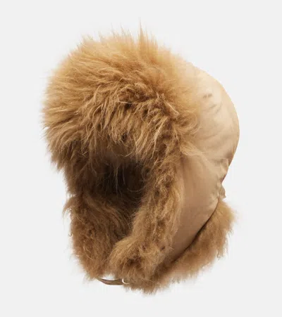 Yves Salomon Shearling-trimmed Down Hat In Sand