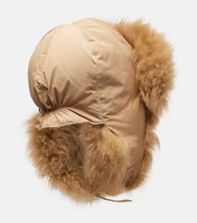 Yves Salomon Shearling-trimmed Down Hat In Sand
