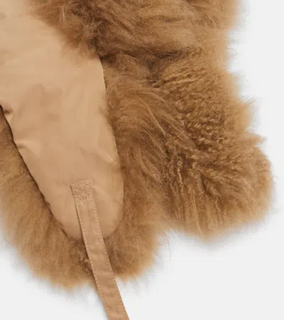Yves Salomon Shearling-trimmed Down Hat In Sand