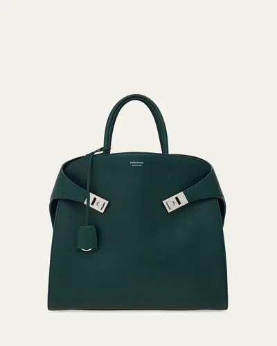 Ferragamo Hug Tote Bag In Green