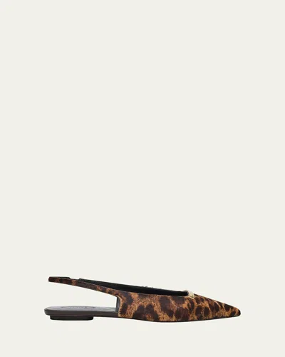 Tod's Embellished Leopard-print Calf Hair Slingback Flats In Animal Print