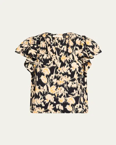 Ulla Johnson Lilo Flutter Sleeve Blouse Tourmaline In Green