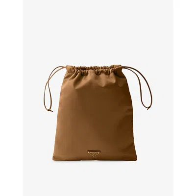 Prada Womens Brown Triangle-logo Re-nylon Pouch In Brown
