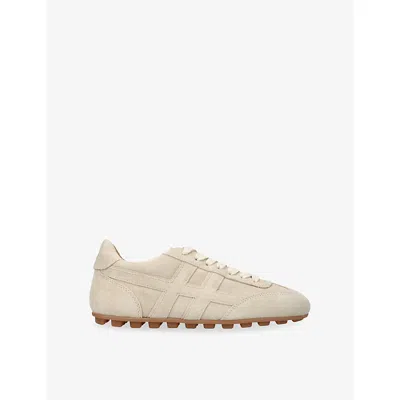 Hogan Smooth Leather Sneakers Rubber Sole In Brown