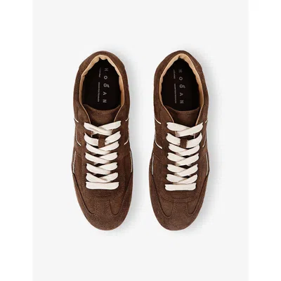 Hogan Suede Upper Sneakers With Contrasting Stitching In Brown