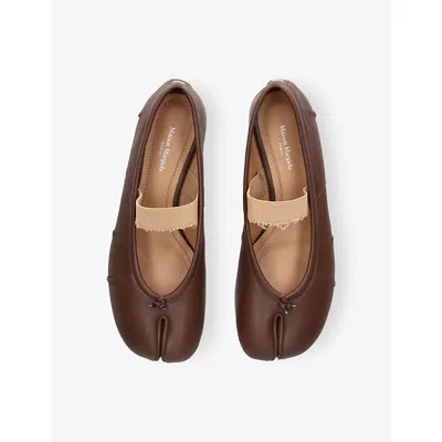 Maison Margiela Leather Ballerina Shoes Split Toe In Brown