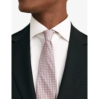 Reiss Mens Soft Pink Bernardo Geometric-pattern Silk T In Blue