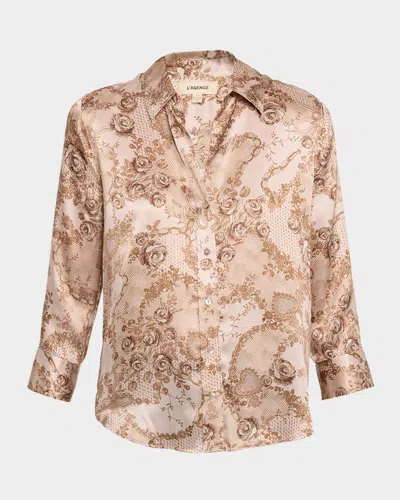 L'agence Dani Silk Button-front Blouse In Multi