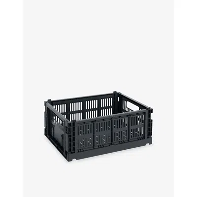 Hay Charcoal Colour Stackable Medium Plastic Crate 34cm X 26cm In Gray